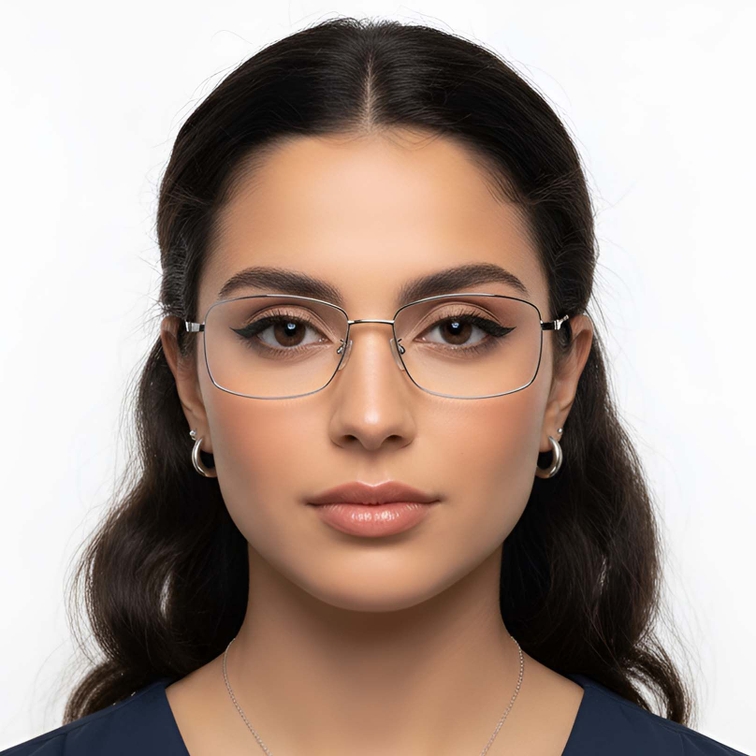 Rectangular Silver Titanium Glasses #BS1913-0318