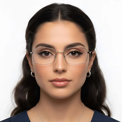 Lunettes rectangulaires en titane argenté #BS1913-0318
