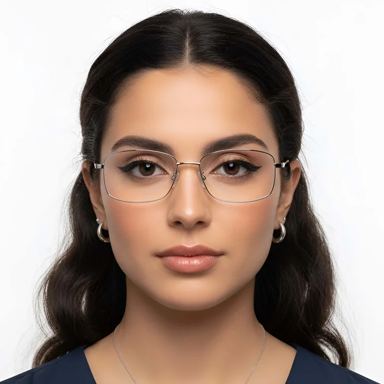 Rectangular Silver Titanium Glasses #BS1913-0318