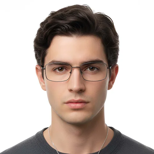 Lunettes rectangulaires en titane gris #BS1913-0319