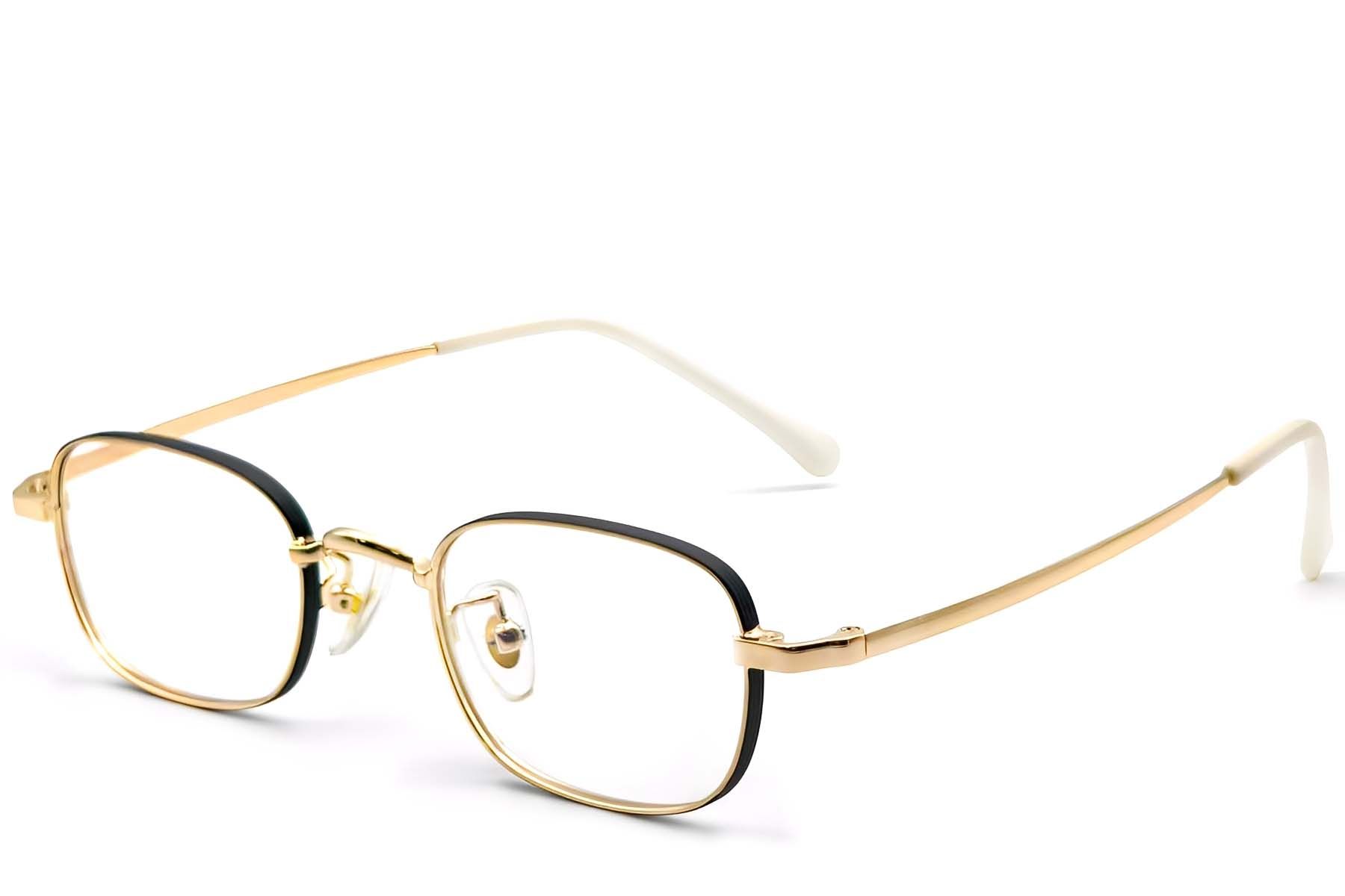 Gafas rectangulares de titanio dorado #BS1913-0320