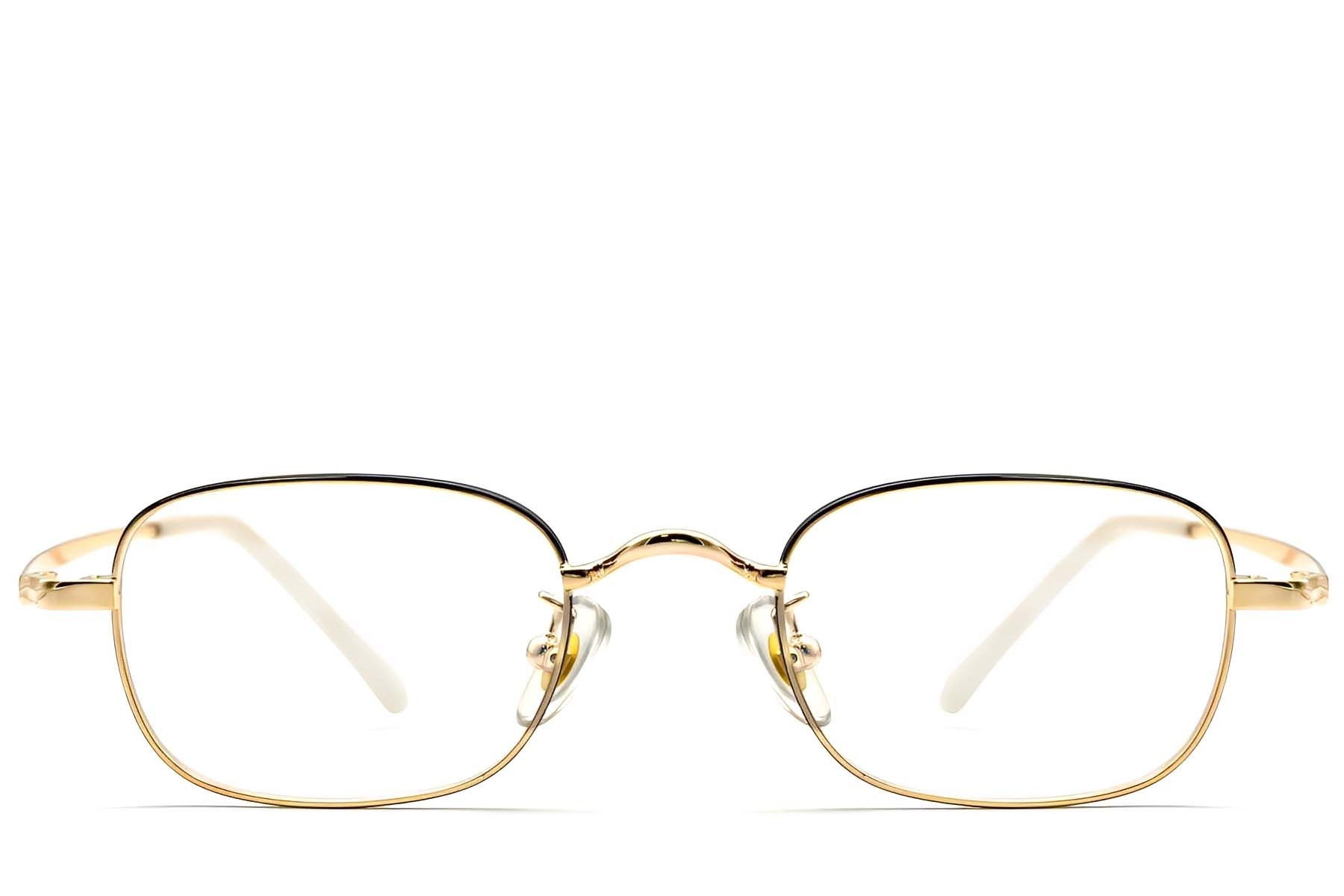 Gafas rectangulares de titanio dorado #BS1913-0320