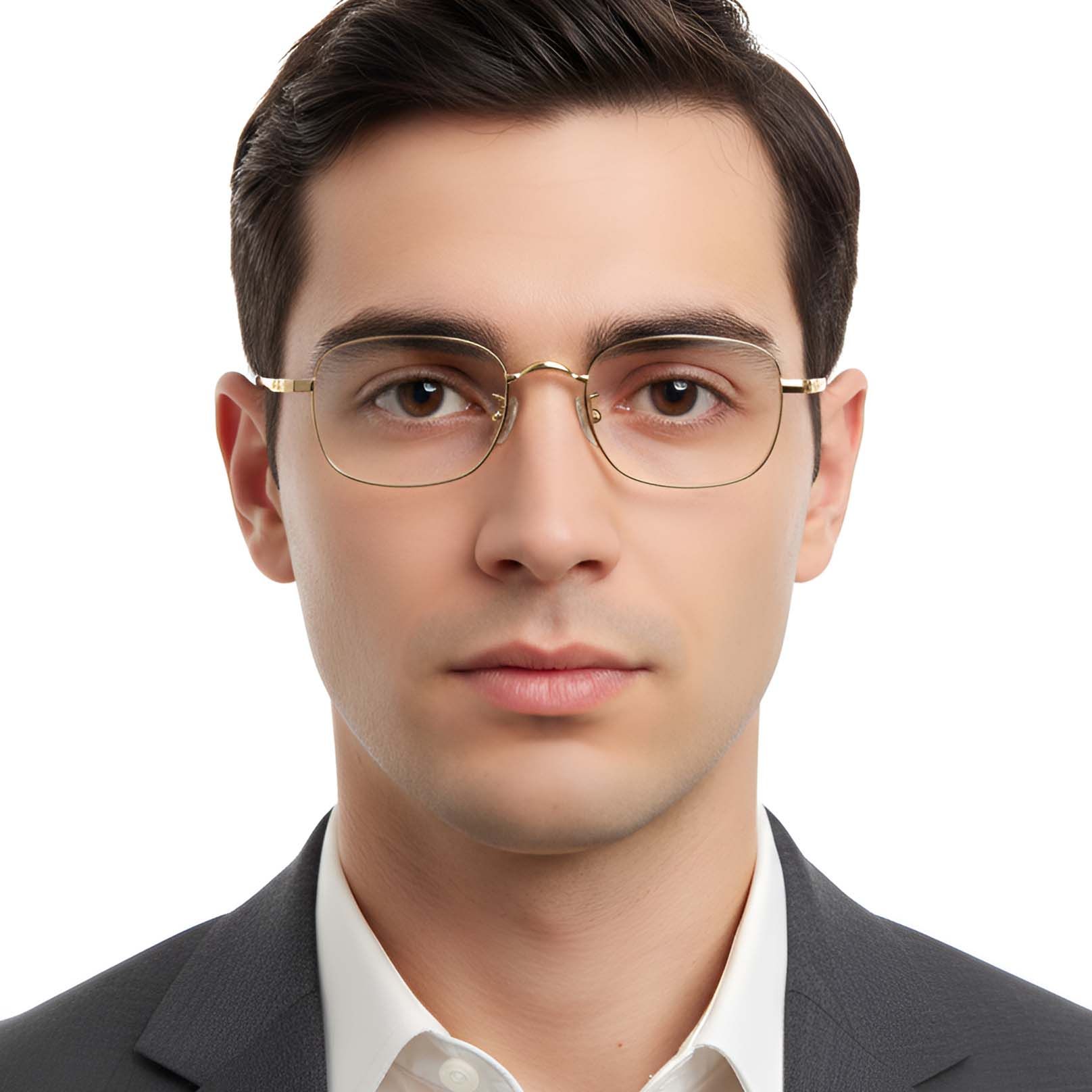 Gafas rectangulares de titanio dorado #BS1913-0320