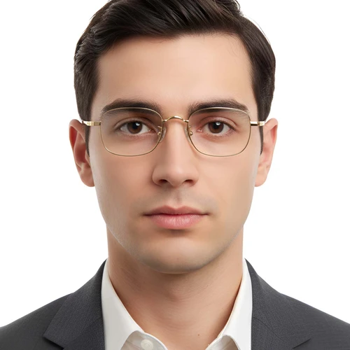 Gafas rectangulares de titanio dorado #BS1913-0320