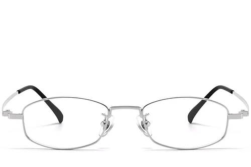 Lunettes rectangulaires en titane argenté #BS1913-0328