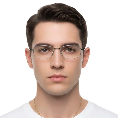 Lunettes rectangulaires en titane argenté #BS1913-0328