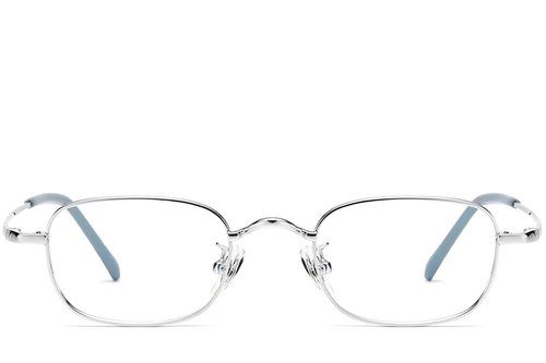 Lunettes rectangulaires en titane argenté #BS1913-0330