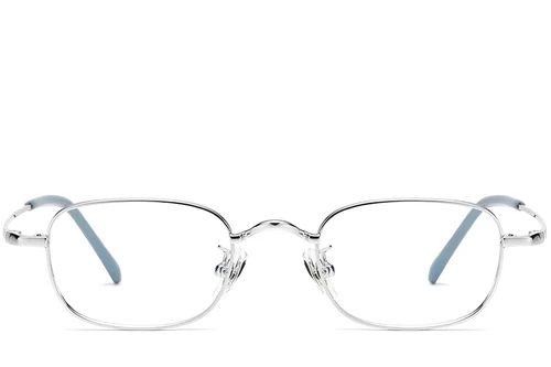 Lunettes rectangulaires en titane argenté #BS1913-0330