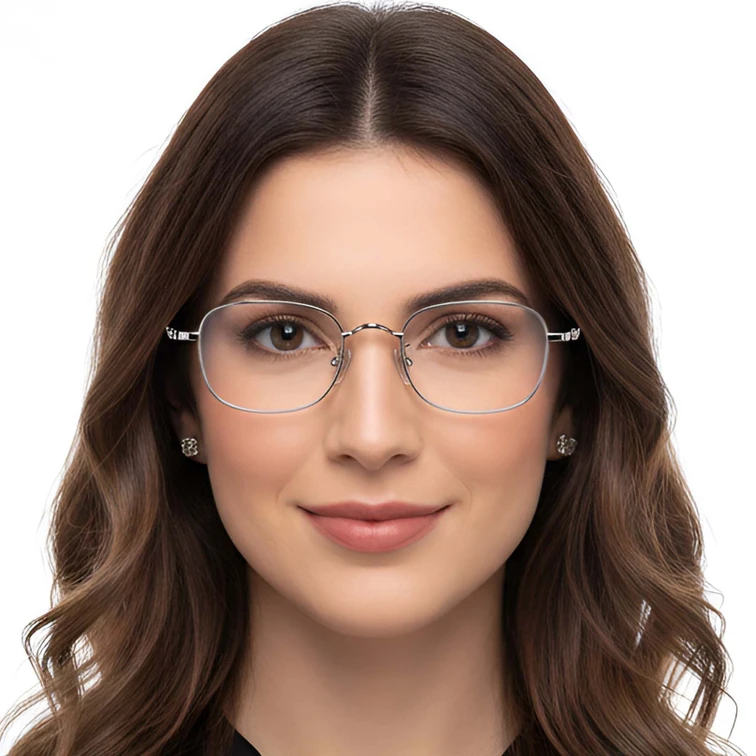 Lunettes rectangulaires en titane argenté #BS1913-0330