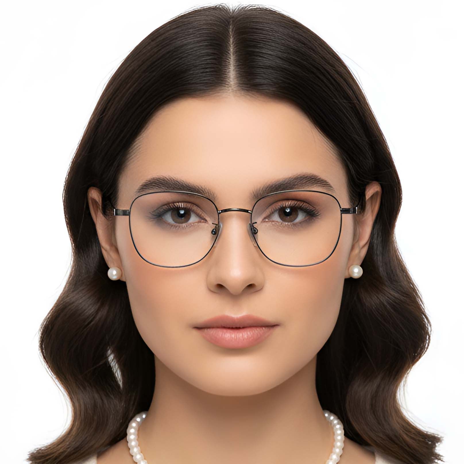 Rectangular Grey Titanium Glasses #BS1913-0332