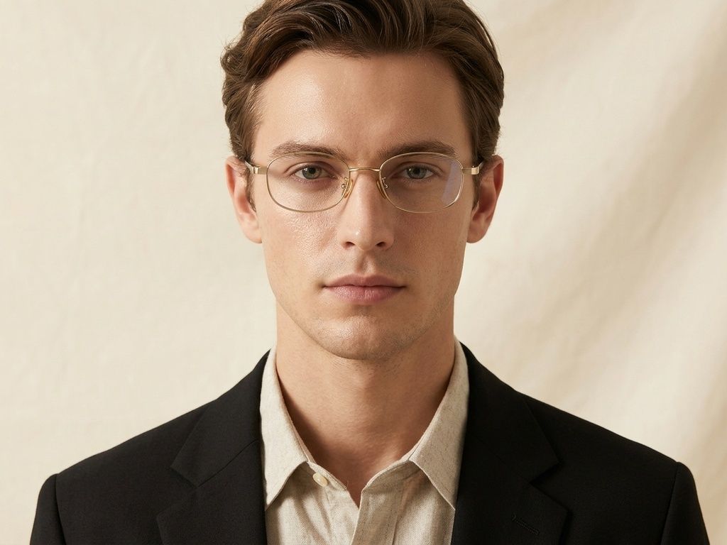 Rectangular Golden Titanium Glasses #BS1913-0339