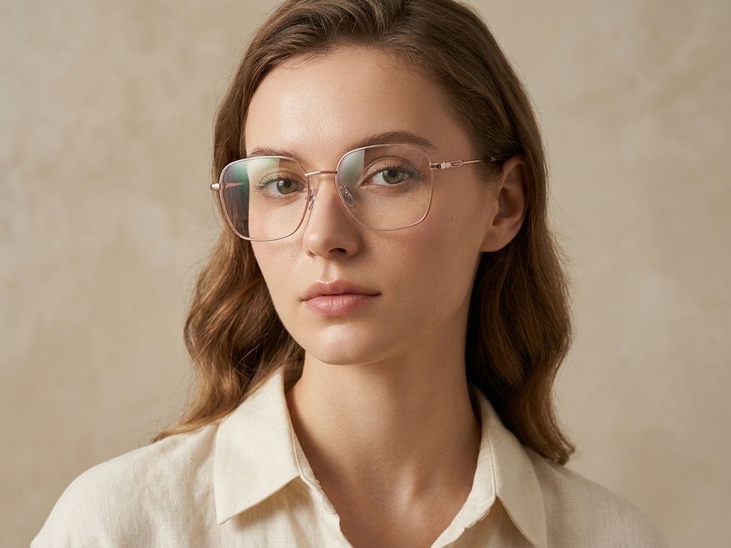 Rectangular Pink Metal Glasses #BS1913-0343