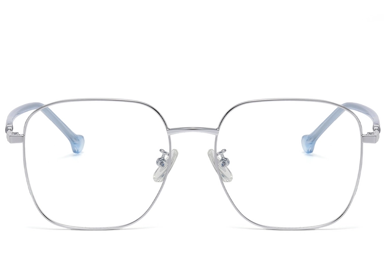 Rechthoekige zilverkleurige metalen bril #BS1913-0344