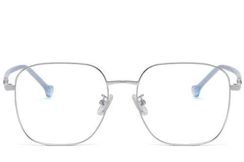 Lunettes rectangulaires en métal argenté #BS1913-0344