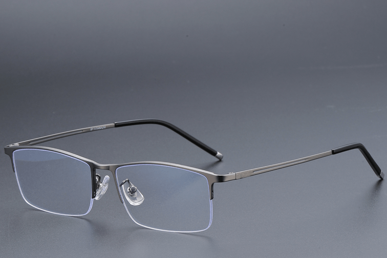 Semi-rimless Gray Titanium Glasses #BS1913-0346