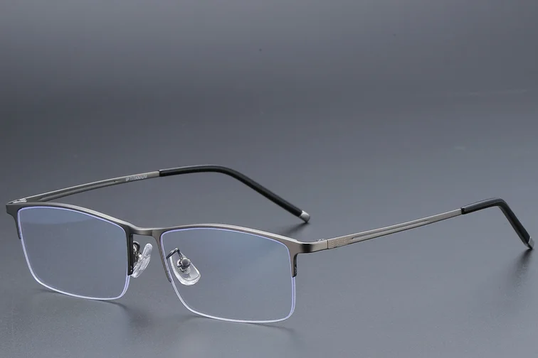 Halbrandlose graue Titanbrille #BS1913-0346