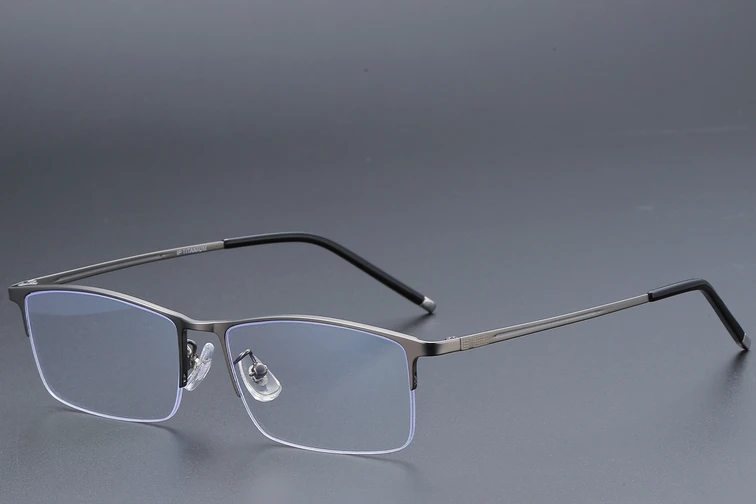 Semi-rimless Gray Titanium Glasses #BS1913-0346