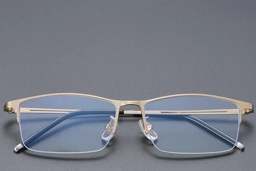 Lunettes semi-cerclées en titane doré #BS1913-0347