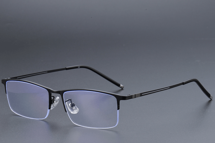 Semi-rimless Black Titanium Glasses #BS1913-0348