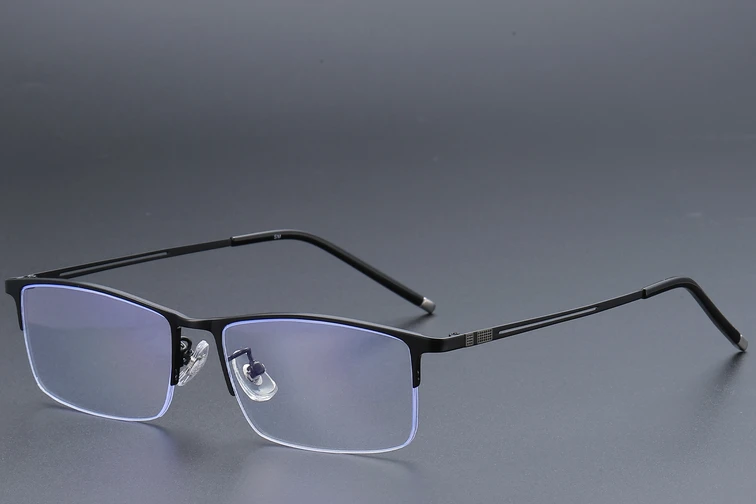 Halbrandlose schwarze Titanbrille #BS1913-0348