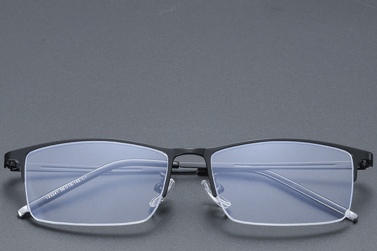 Halbrandlose schwarze Titanbrille #BS1913-0348