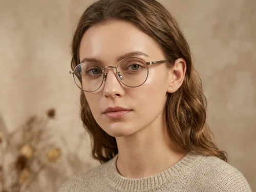 Lunettes ovales en titane brun #BS1913-0349