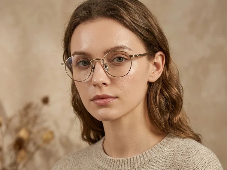 Oval Brown Titanium Glasses #BS1913-0349