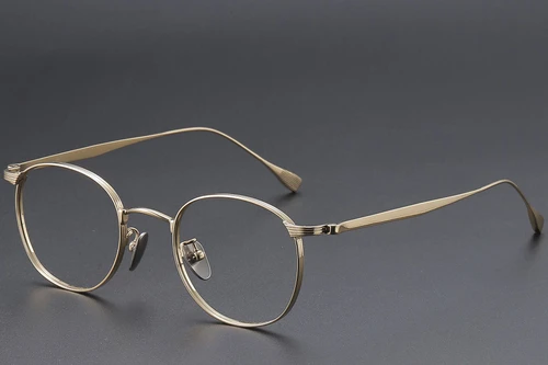 Gafas ovaladas de titanio dorado #BS1913-0351