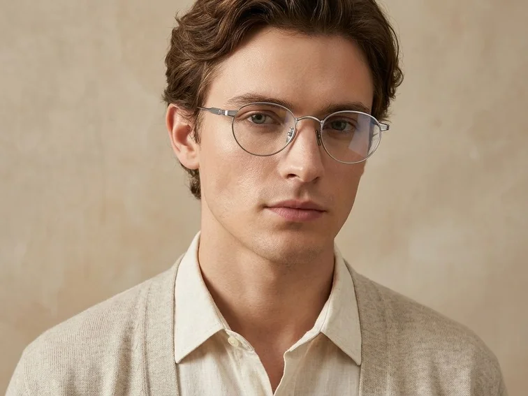 Oval Silver Titanium Glasses #BS1913-0352