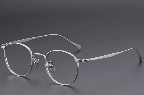 Lunettes ovales en titane argenté #BS1913-0352
