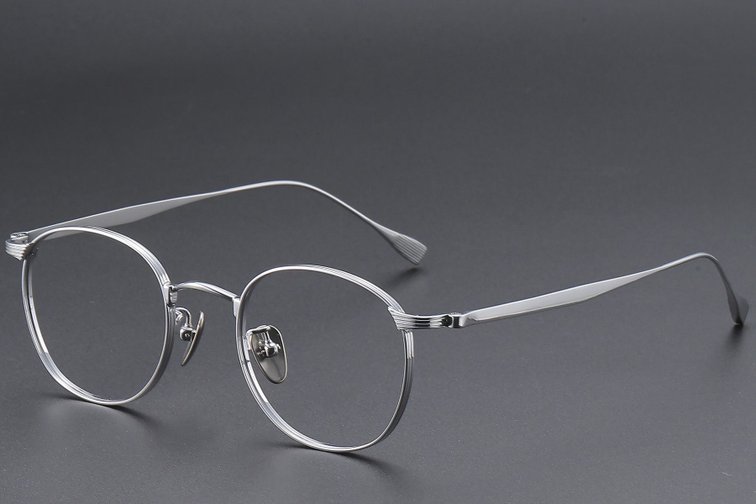 Lunettes ovales en titane argenté #BS1913-0352