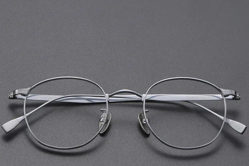 Lunettes ovales en titane argenté #BS1913-0352