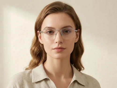 Lunettes semi-cerclées en titane gris #BS1913-0354