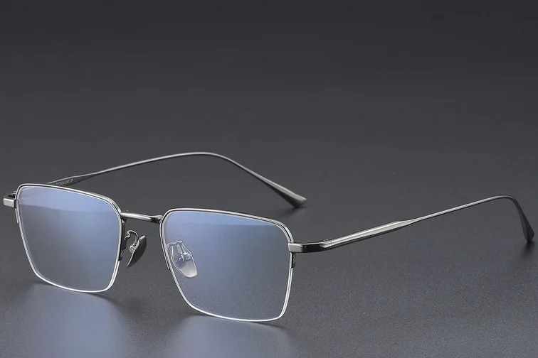 Halbrandlose graue Titanbrille #BS1913-0354