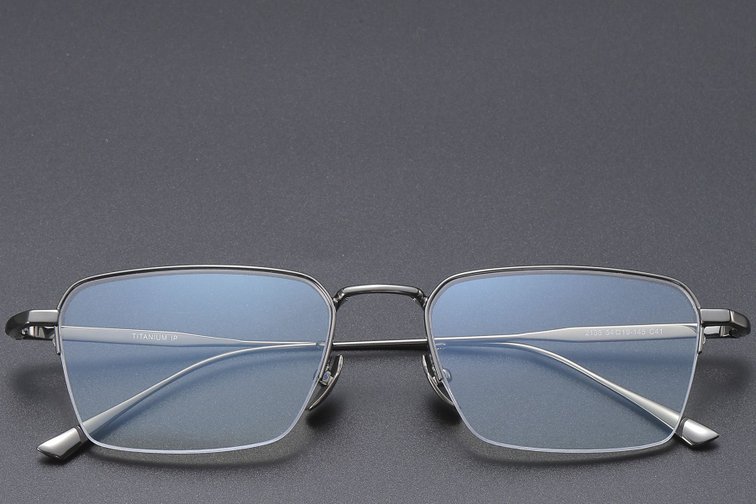 Halbrandlose graue Titanbrille #BS1913-0354