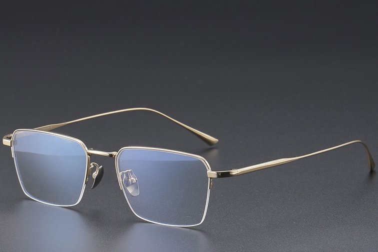Lunettes semi-cerclées en titane doré #BS1913-0355
