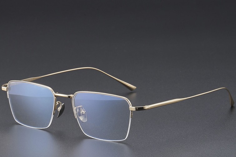 Occhiali semi-cerchiati in titanio dorato #BS1913-0355