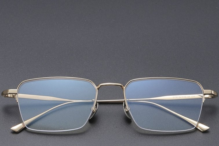 Lunettes semi-cerclées en titane doré #BS1913-0355