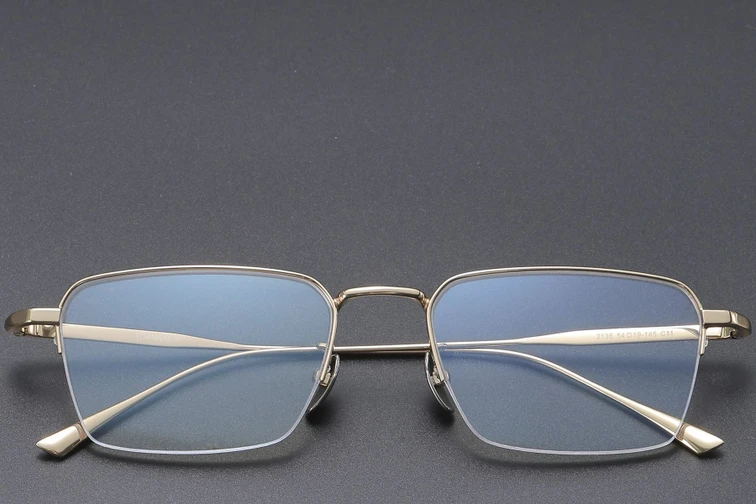 Occhiali semi-cerchiati in titanio dorato #BS1913-0355