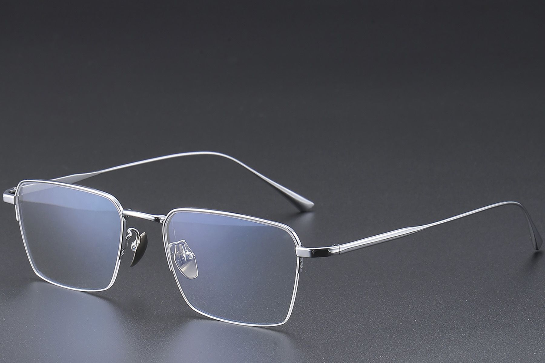 Semi-rimless Silver Titanium Glasses #BS1913-0356