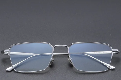 Lunettes semi-cerclées en titane argenté #BS1913-0356