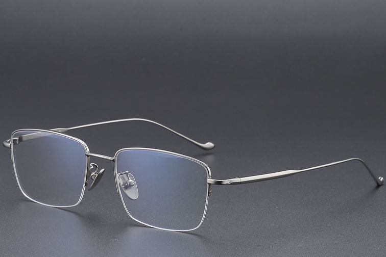Semi-rimless Gray Titanium Glasses #BS1913-0358