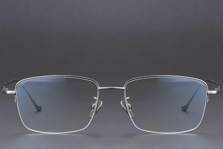 Semi-rimless Gray Titanium Glasses #BS1913-0358