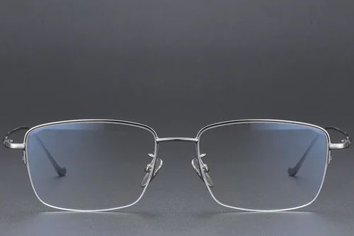 Lunettes semi-cerclées en titane gris #BS1913-0358