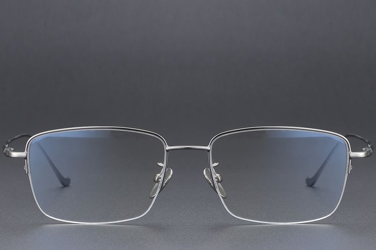 Halbrandlose graue Titanbrille #BS1913-0358