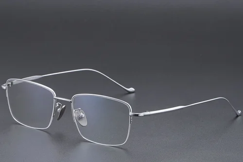 Lunettes semi-cerclées en titane argenté #BS1913-0360