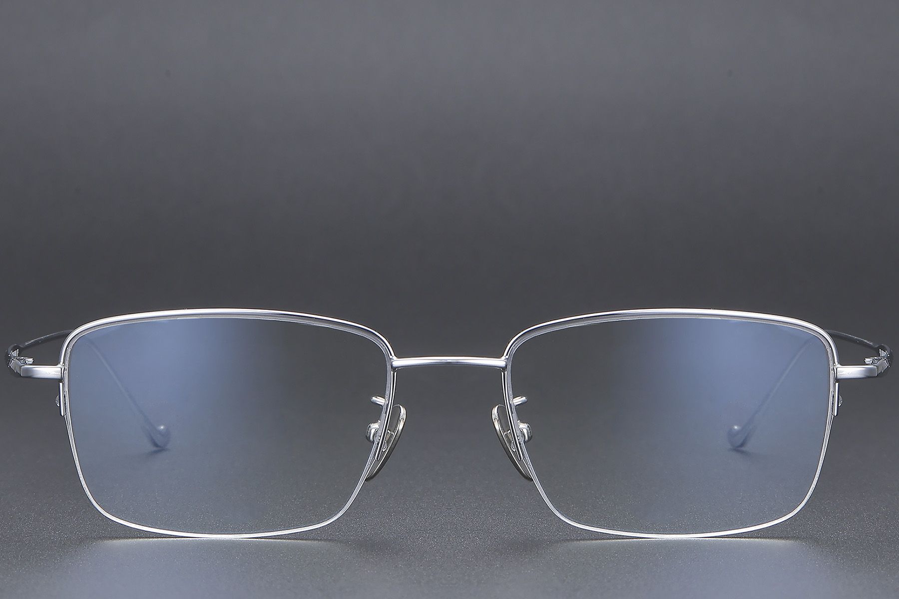 Semi-rimless Silver Titanium Glasses #BS1913-0360