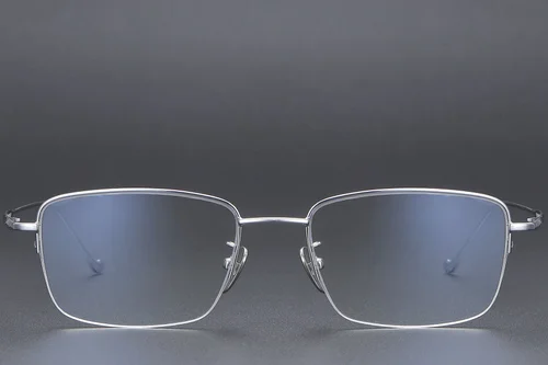 Lunettes semi-cerclées en titane argenté #BS1913-0360