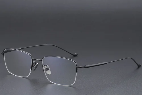 Lunettes semi-cerclées en titane noir #BS1913-0361