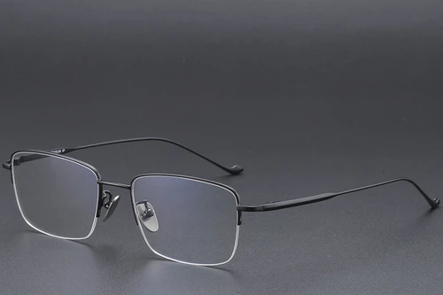 Lunettes semi-cerclées en titane noir #BS1913-0361